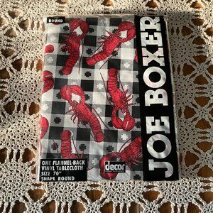 NOS 1993 Joe Boxer Nicholas Graham 70” Round Vinyl Lobster Tablecloth
